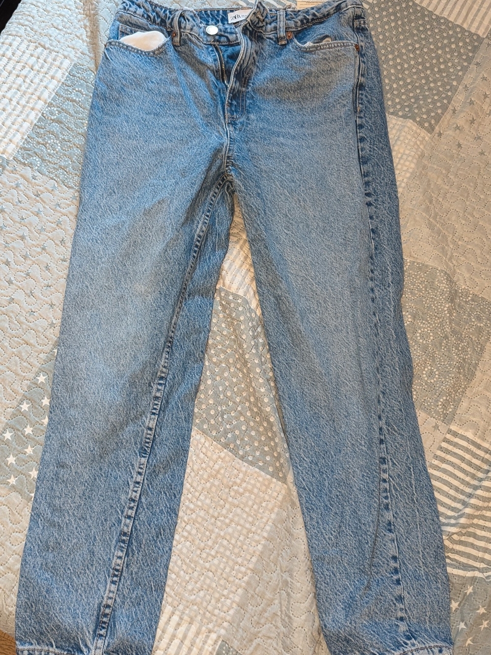 Zara S 8 Straight-Leg Jeans in Light Blue Denim